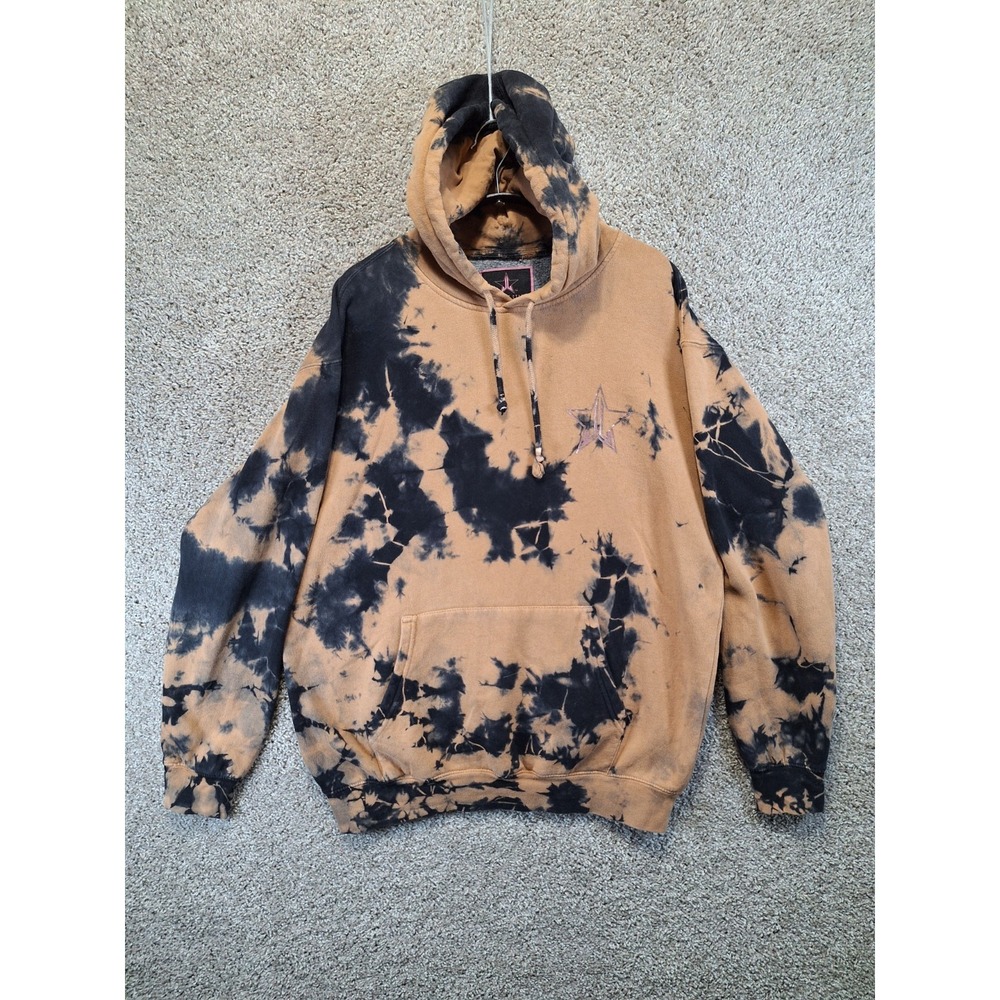 Jeffree Star Hoodie Mens L‎ Brown Black Tie Dye Fleece Lined Drawstring Pullover